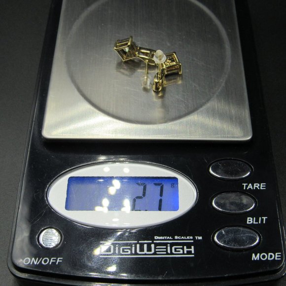 Sterling Gold Plated Rainbow CZ Gem Earrings - Picture 6 of 6